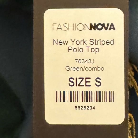 Fashion Nova Small New York Striped Polo atop NEW - Picture 7 of 7